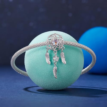 Animal Charms for Bracelets 925 Sterling Silver Bead Charms Bee Butterfly Fox Charm Fits Bracelets and Necklaces Cute Charms for Women - color: Starlight Dreamcatcher