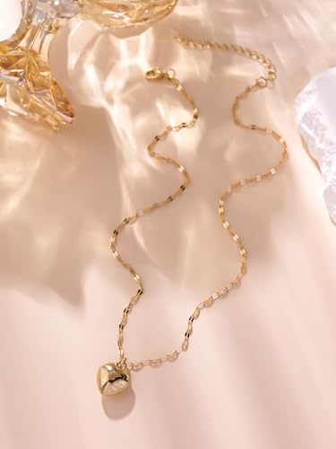 Necklace 14K Gold Plated Simple Shining Heart-Shaped Pendant Delicate Dlegance Unique Jewelry Lobster Clasp Adjustable Extender - style: 14K Gold Heart-Shaped Pendant