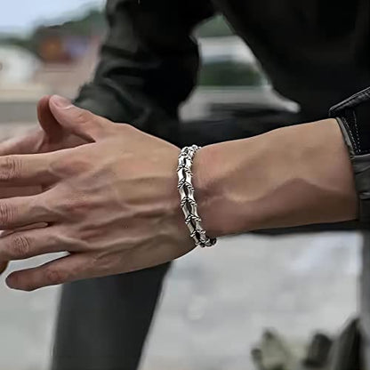 Innocence S925 Silver-Plated Antique Wide Feather Cuff Bracelet For Men Women Adjustable Retro Twisted Feathers Bracelets Gift Jewelry - color: Double Row