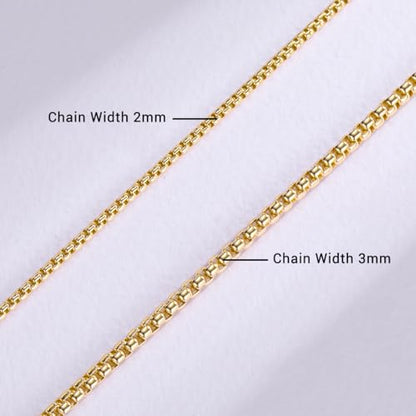 Eusense Stainless Steel Chain Necklace for Men Women Rolo/Wheat/Snake/Box Chain, 2-3MM, 20-24 Inches with Delicate Gift Box - color: 14K Gold-Plated, size: 22+2 Inches Length, style: Rolo Chain-3MM Width
