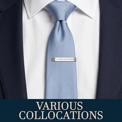 HAWSON Father of the Bride and Groom Tie Clip Best Man Skinny Stainless Steel Marriage Tie Bar Wedding Gift for Man - style: 2''-Father Of The Bride