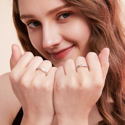 OOOPEL Sterling Silver Adjustable Ring S925 Silver Rings for Women Cubic Zirconia Twist Love Knot Dainty Ring Silver Minimalist Open Finger Rings Silver Thumb Sterling Silver Ring - color: cross ring