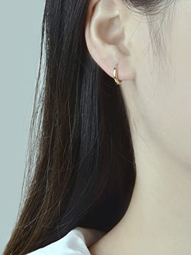 Mini Tiny Huggie Hoop Earrings Top Upper Ear Cartilage Forward Helix Cuff Plain Simple 925 Sterling Silver Gold 9mm 8mm 7mm 6mm 5mm Hoop Earrings - color: Gold-8mm