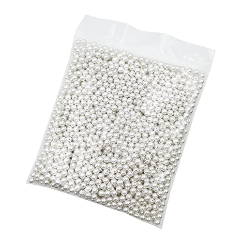 INSPIRELLE 1200pcs 8mm White Art Faux Pearl Beads ABS Round Loose Spacer | for DIY Craft Necklaces Bracelets Jewelry Making - color: White, size: 8mm