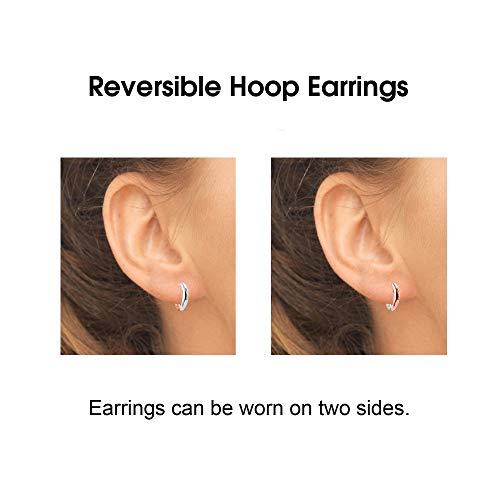 Sterling Silver 16mm Oval Small Hinged Huggie Hoop Earrings, Choose an Option - color: 4x16mm - 2-Tone Rose