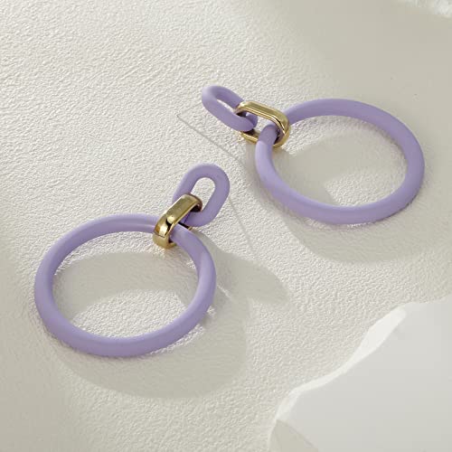 RUOFFETA Acrylic Rectangle Earrings, Fashion Acrylic Square/Oval/Hoop Statement Drop Earrings for Women - color: Lavender Hoop