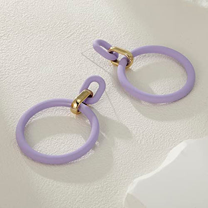 RUOFFETA Acrylic Rectangle Earrings, Fashion Acrylic Square/Oval/Hoop Statement Drop Earrings for Women - color: Lavender Hoop