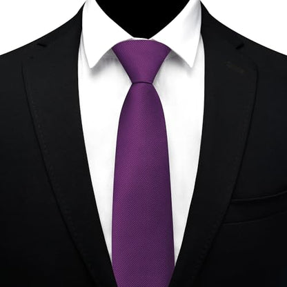 GUSLESON 3.15"（8cm） Mens Pre-tied Adjustable Zipper Tie Solid Necktie for Business and Wedding - color: Dark Purple
