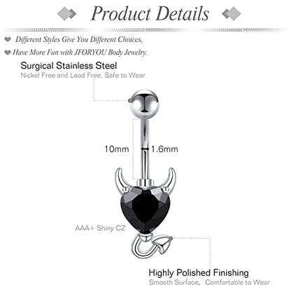 Belly Button Rings Stainless Steel 14G CZ Opal Navel Rings Barbells Women Girls Belly Piercing Jewelry - color: Black Color-Style B: 5 PCS