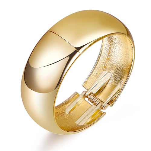 18K Gold Plated Wide Chunky Gold Cuff Bracelets for Women Chunky Bangle Bracelets Waterdrop Oval Irregular Trendy Wrist Wrap Bracelets Open Minimalist Thick Gold Wrist Cuff Bracelets - style: 18K Gold-C