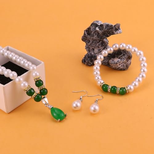 CSIYANJRY99 Pearl Jewelry Set for Women Prom Accessorie Faux Pearl Necklace Bracelet Earring Set Bride Bridesmaid Costume White Jewelry Sets - color: E-Green
