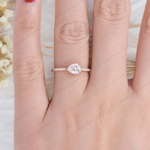 Pear Shaped Engagement Ring VVS1 Clarity Lab Created Diamond 3 Claw Pear Shaped Promise Ring Moissanite Rings for Women Wife Gifts Deliacte Promise Jewelry By SHREESHYAMJEWELLS