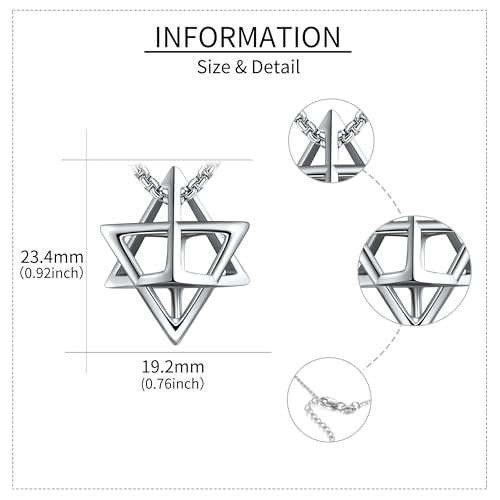 Sterling Silver Star of David Necklace - Metatron Necklace Gift for Men