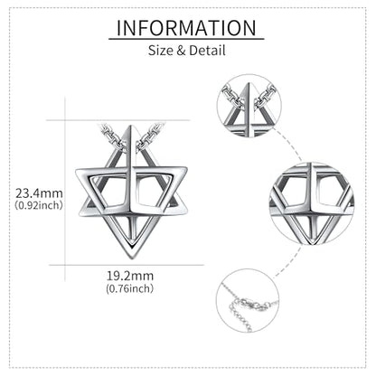 Sterling Silver Star of David Necklace - Metatron Necklace Gift for Men