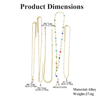 QCWN Gold Layered stacked Necklaces for women 3PS Chunky Statement Necklaces Stack Mixed Metal Charm Necklace for Women Trendy Coin Jewelry Gift for Her Gifts - style: Layered stack 10