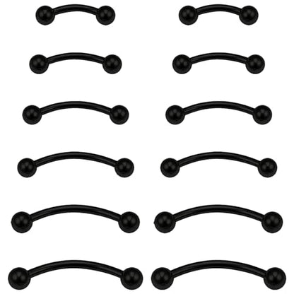 Eyebrow Piercing Jewelry Surgical Steel Vertical Labret Lip Jewelry Curved Barbell Tiny Eyebrow Rings Ear Rook Navel Small Belly Button Ring for Women Men 16g 6mm/8mm/10mm/12mm/14mm/16mm - color: black,ball