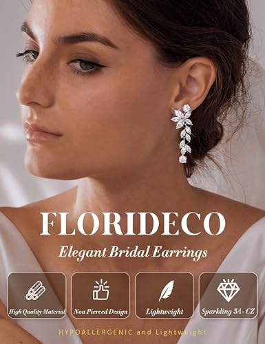 Florideco Silver Plated Clip On Earrings Wedding Dangle Earrings for Women - color: S-Short Danlge