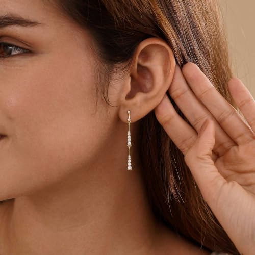 Dangle Earrings for Women, Formal Teardrop Drop Earrings Dainty Wedding Bridal Dangling Earrings 14k Gold Plated Long Gold Earrings for Women Trendy Hypoallergenic Waterproof Prom Jewelry - color: Gold-Long
