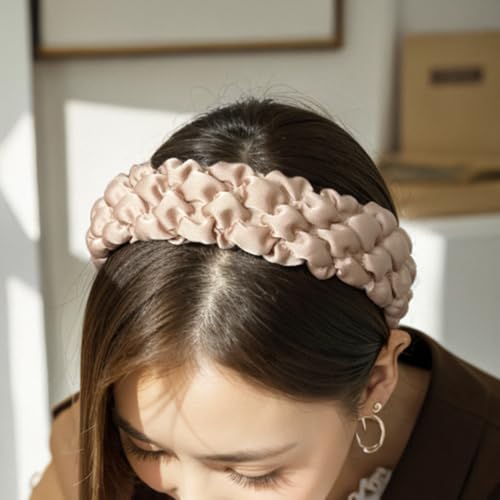 Womens Quilted Headband Wide Padded Hairband Fashion Hair Accessories Women Daily Wear Outfit Styling Hair Band (Light Curry) - color: Light Curry, size: 1 Count (Pack of 1)