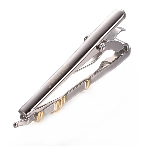 Yoursfs Personalized Stationery Series Tie Clips For Men Novelty Ruler/Pen Tie Clips Unique 18K Gold Plated/Silver Stainless Steel Tie Clip Jewelry For Father Husband Suitable For Daily - style: Silver Pen