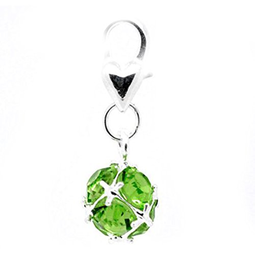 Sexy Sparkles Birthstone Dangle Charm Pendant for European Clip on Charm Jewelry with Lobster Clasp - color: Green - August