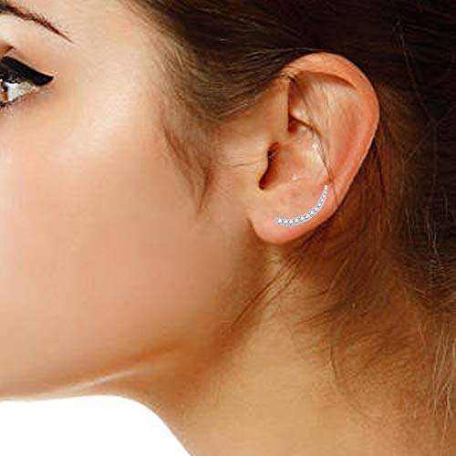 Ritastephens Sterling Silver Cubic Zirconia Ear Climber Crawler Earrings 25mm (Yellow or White) - color: White