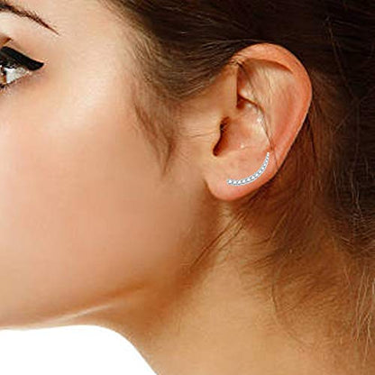 Ritastephens Sterling Silver Cubic Zirconia Ear Climber Crawler Earrings 25mm (Yellow or White) - color: White