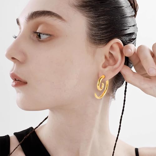 2PCS Spiral Snail Stainless Steel Gold Plated Ear Tapers Plugs Tunnels Expander Hanger Gauges Earrings Stretching Body Piercings Fashion Jewelry for Women Men - size: 6g(4mm)