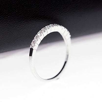 Uloveido Platinum Plated CZ Simulated Diamond Stack Eternity Band Ring J029 - color: White