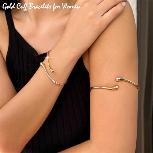 Charm Thin Cuff Bangle Bracelets for Women Dainty Adjustable Bar Bracelet Minimalist Adjustable Open Metal Cuff Bangle Bracelets Armlet Jewelry