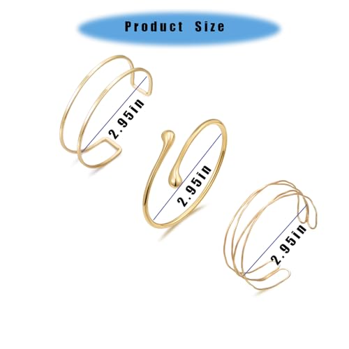 Arm Cuff for Women Layered Armlet Open Adjustable Arm Cuff Gold Silver Upper Arm Cuff Bracelet Minimalist Armband Trendy Jewelry - color: 3Pcs Gold