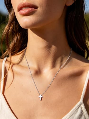 FindChic Single & Double Layer Cross Necklace for Women | Waterproof, Hypoallergenic, Dainty Crucifix Necklace, Christian Religious Faith Jewelry Gifts for Women