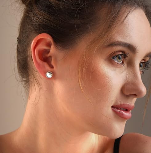 Charmsy 925 Sterling Silver Ball Post Stud Earrings for Women | Round Hammered Lightweight Disco Classic Ball Stud Earring for Women Teen | Sizes 3mm-11mm - style: 10mm-Classic