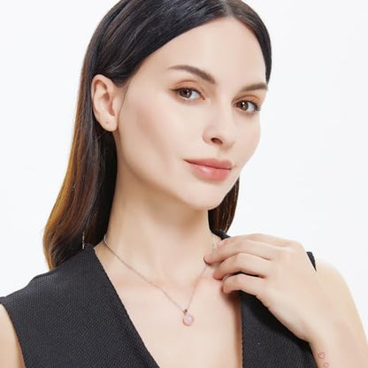 Natural Jade Necklace for Women Sterling Silver Adjustable Handmade Green Jade Pendant Necklaces Healing Crystal Necklace Good Luck Gift for Her - style: Rose Quartz Necklace