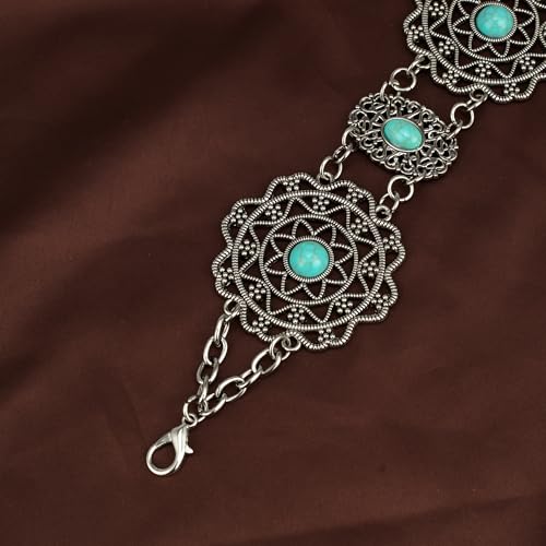 ILuvatar Western Metal Concho Belt for Women Cowgirl Waist Chain for Women Dress Pants Adjustable - color: Silver-e14