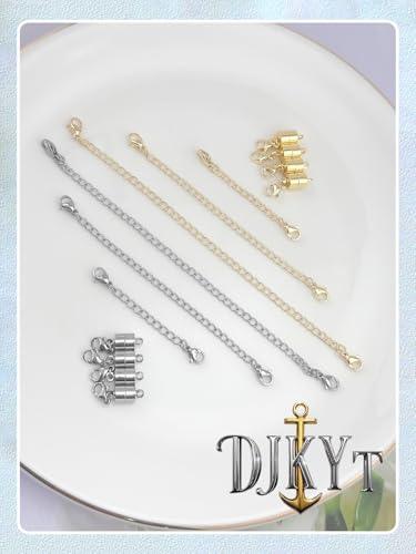 Necklace Extenders for Women and Magnetic Necklace Clasp, Gold and Silver Chain Extender for Jewelry Bracelet Anklet - color: 14Pcs Gold & Silver
