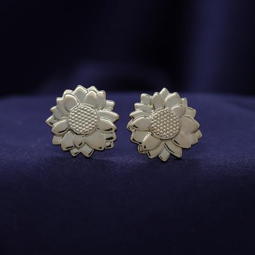 AFFY 14K Gold Plated 925 Sterling Silver Plain Minimalist dainty Stud Earrings Jewelry For Her Women Birthday Gift - color: Sunflower