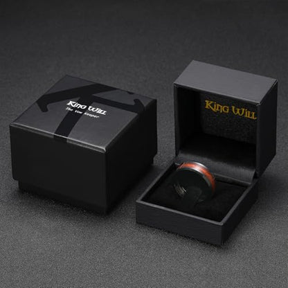 King Will Mens Galaxy Tungsten Wedding Band | 6mm/8mm, Beveled Edge, Comfort Fit, Durable, Sandstone Opal Inlay Polished, Everyday Wear - color: Black&Red