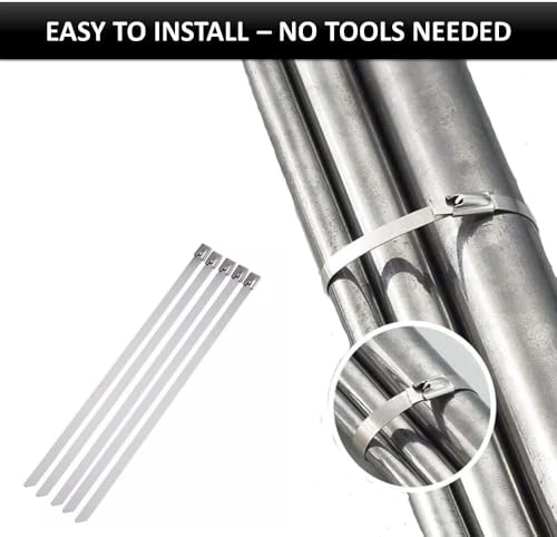 Kable Kontrol Stainless Steel Metal Zip Ties 5 Inch 5000 Pcs HD 200Lbs Test | Heavy Duty Steel Bulk Cable Ties, Self-locking, Multi-Purpose, Outdoor and Indoor Use, High Temperature, Corrosion Resistant - size: 5" - 200 Lbs - 5000 Pcs