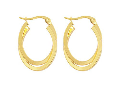 Edforce Women's Stainless Steel Overlapping Oval Hoop Earrings, (30mm) - style: B: 18k Gold Plated (30mm)