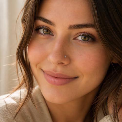 LUCKYJEWUS 925 Sterling Silver Nose Rings Studs for Women Men, 18G / 20G / 22G / 24G L Shaped Nose Stud Nose Piercing Jewelry - size: 2mm CZ, 22 gauge
