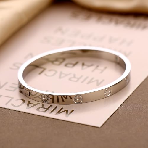 Women's Stainless Steel 18K Gold-Plated Cubic Zirconia Bracelet, Love and Friendship Jewelry Bracelet, Cuff Crystal Jewelry for Mother's Day, Father's Day, Valentine's Day, the Best Gifts for Married and Birthdays - color: Cross Silvery
