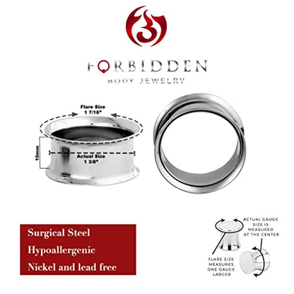 Forbidden Body Jewelry Ear Gauges, Ear Tunnels, Tunnels For Ears, Surgical Steel Mirror Finish Double Flared Tunnel Plug Earrings - style: 2pcs: 35mm (1&3/8")