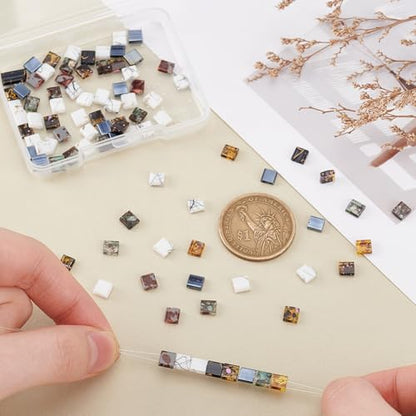 PH PandaHall 160pcs 8 Colors Tila Beads, 2 Hole Seed Beads Coffee Color Flat Craft Japanese Glass Loose Bead Square Spacer Bead for Stackable Jewelry Friendship Bracelet Necklace Earring Making