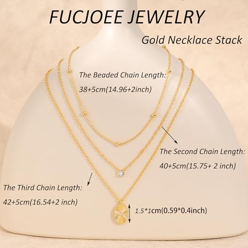 Layered Necklaces for Women - Dainty Necklace Stack 14K Gold Plated Layering Pendant Necklace Set Simple Gold Necklaces for Women Trendy Jewelry Gifts for Women - color: Gold-Set2