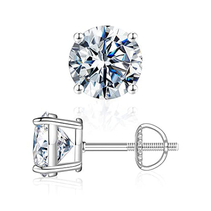 Moissanite Stud Earrings for Women, Moissanite Screw Back Earrings - size: 8MM