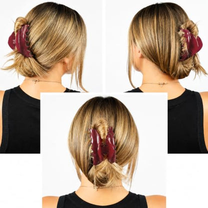 Camila Paris CP2529 French Hair Clips for Women, 3.75" Red Large Claw Clip Strong Hold All Day, Girl Large Claw Clips for Thick Hair, No Damage No Slip Flat Clip for Women. Made in France - color: Red