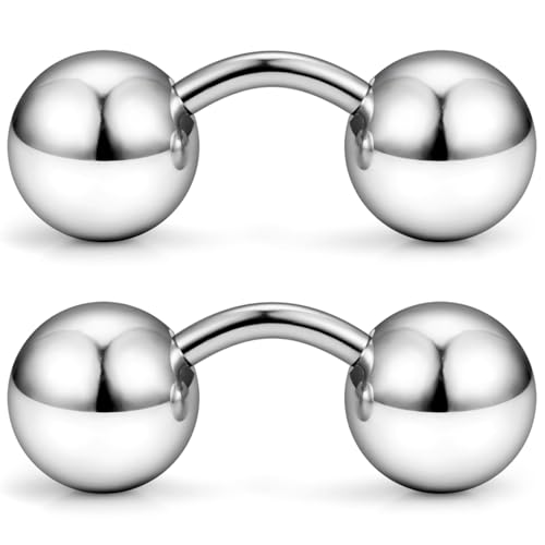 G23 Titanium 16G 14G 12G Big Piercing Balls PA Rings Piercing Jewelry Hypoallergenic Externally Threaded Curved Barbell VCH Piercing Jewelry Women Men 6mm 8mm 10mm Balls - style: 14G Titanium-6mm bars-8mm balls
