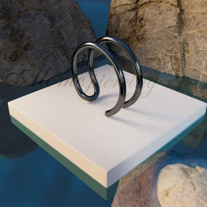 Fake Double Hoop Helix Piercing Ear Cuff - 14K Gold Filled, 925 Sterling Silver, Black Silver Ear Cuffs - Faux Helix Hoop Earring - Clip On Fake Piercing Jewelry - Ear Cuffs Non Piercing - color: Black Silver