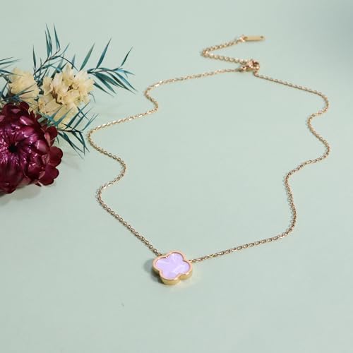 3 PC Set 18K Gold Plated Clover Necklace Bracelets Earrings Dainty Four Leaf Clover Bracelets For Women Clover Earrings Birthday Christmas Day Gift